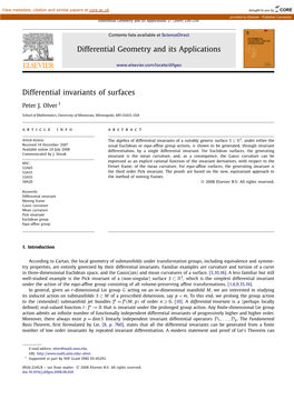 Differential Invariants of Surfaces