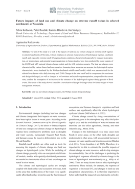 Future Impacts of Land Use and Climate Change on Extreme Runoff Values in Selected Catchments of Slovakia