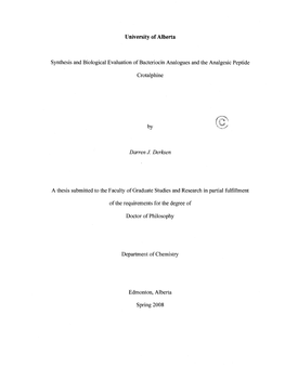 Synthesis and Biological Evaluation of Bacteriocin Analogues and the Analgesic Peptide