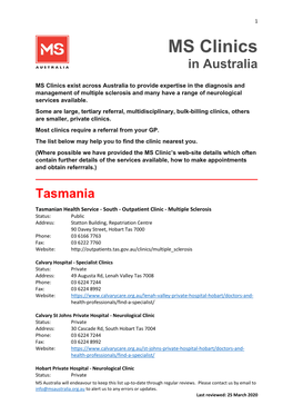 MS Clinics in Australia