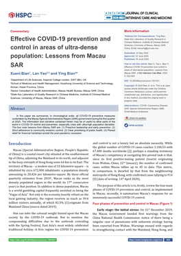 Effective COVID-19 Prevention and Control in Areas of Ultra-Dense