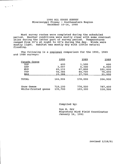 Mississippi Flyway - Southeastern Region December 10-14, 1990