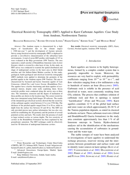 (ERT) Applied to Karst Carbonate Aquifers: Case Study from Amdoun, Northwestern Tunisia