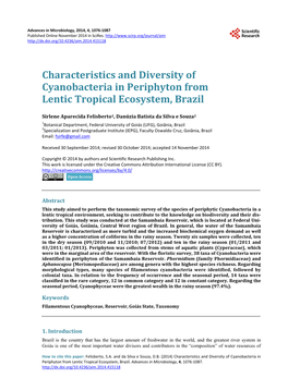 Characteristics and Diversity of Cyanobacteria in Periphyton from Lentic Tropical Ecosystem, Brazil