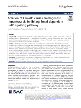 Ablation of Fam20c Causes Amelogenesis Imperfecta Via