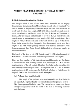 Action Plan for Bhogdoi River at Jorhat- Priority V