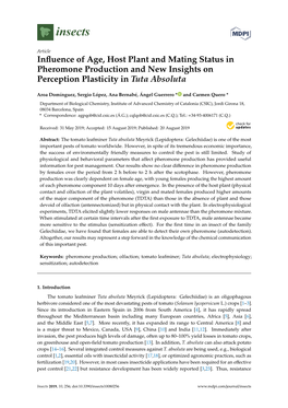 Influence of Age, Host Plant and Mating Status in Pheromone