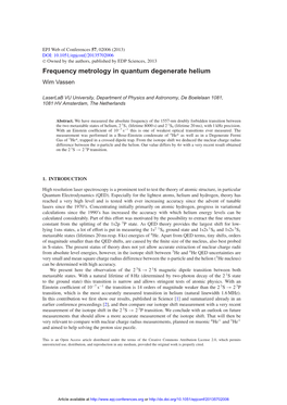 Frequency Metrology in Quantum Degenerate Helium Wim Vassen