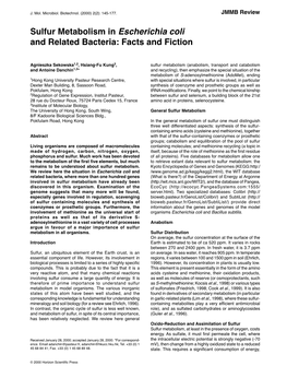 Sulfur Metabolism in Escherichia Coli and Related Bacteria: Facts and Fiction