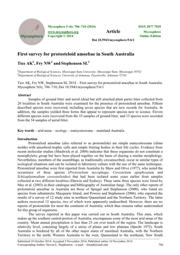 First Survey for Protosteloid Amoebae in South Australia Article