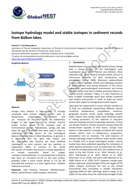 Isotope Hydrology Model and Stable Isotopes in Sediment Records from Balkan Lakes