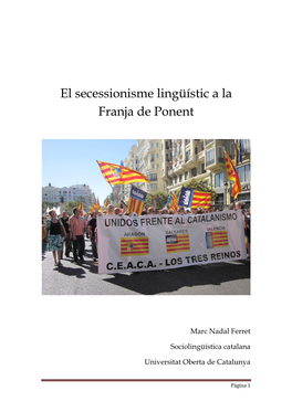 El Secessionisme Lingüístic a La Franja De Ponent