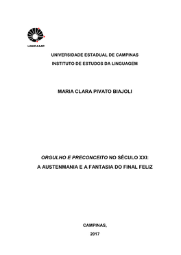 Maria Clara Pivato Biajoli Orgulho E Preconceito No