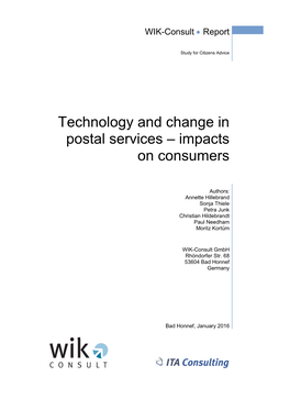 Technology and Change in Postal Services – Impacts on Consumers