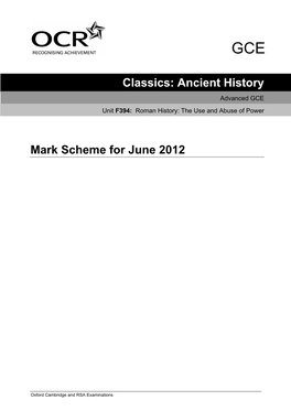 Ancient History Mark Scheme for June 2012