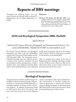 AGM and Bryological Symposium 2006, Hatfield