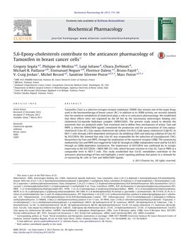 5,6-Epoxy-Cholesterols Contribute to the Anticancer Pharmacology Of