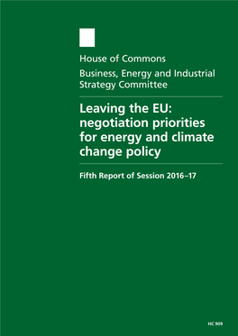 Negotiation Priorities for Energy and Climate Change Policy