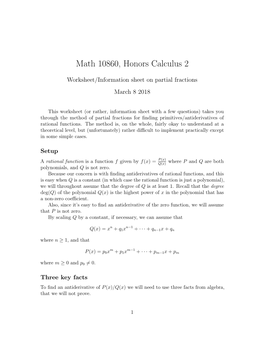 Math 10860, Honors Calculus 2