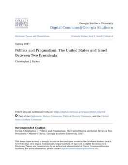 Politics and Pragmatism: the United States and Israel Between Two Presidents