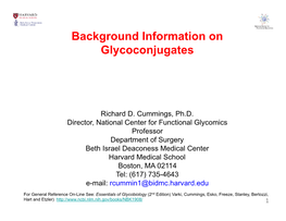 Cummings Overview of Glycans for NCFG