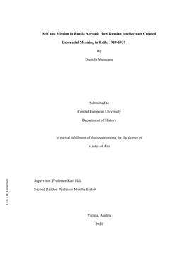 Self and Mission in Russia Abroad: How Russian Intellectuals Created
