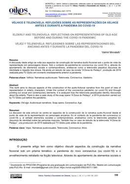 Velhice E Telenovela: Reflexões Sobre As Representações Da Velhice Antes E Durante a Pandemia Do Covid-19