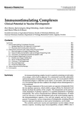 Immunostimulating Complexes Clinical Potential in Vaccine Development