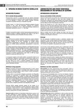 2. Upravna in Druge Členitve Ozemlja Rs Administrative and Other Territorial Breakdowns of the Republic of Slovenia