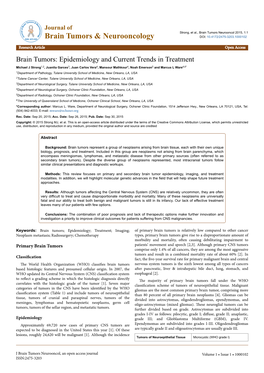 Brain Tumors: Epidemiology and Current Trends in Treatment