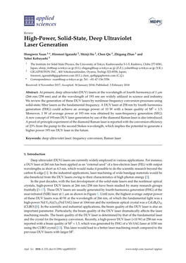 High-Power, Solid-State, Deep Ultraviolet Laser Generation