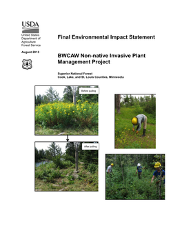 Boundary Waters Canoe Area Wilderness Non-Native Invasive Plant Project Final Environmental Impact Statement