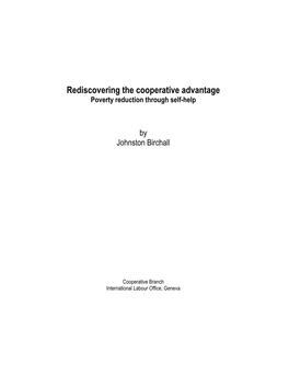 Rediscovering the Cooperative Advantage Poverty Reduction Through Self-Help