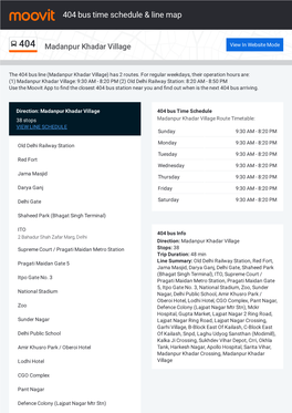 404 Bus Time Schedule & Line Route