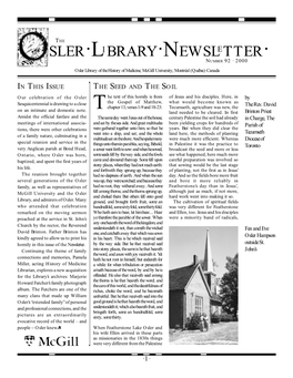 ·Osler·Lbrary·Newsl Tter