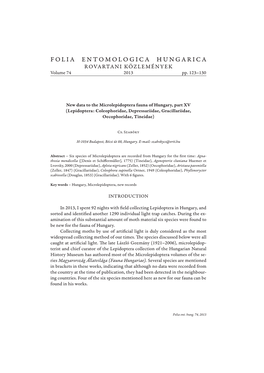 FOLIA ENTOMOLOGICA HUNGARICA ROVARTANI KÖZLEMÉNYEK Volume 74 2013 Pp