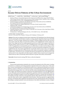 Income Driven Patterns of the Urban Environment