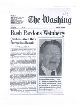 Bush Pardons Weinberg Questions About Hill's Prerogatives Remain