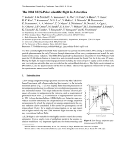 The 2004 BESS-Polar Scientific Flight in Antarctica