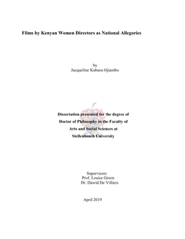 Films by Kenyan Women Directors As National Allegories