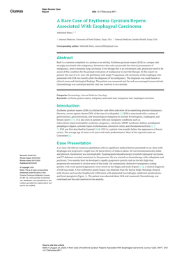A Rare Case of Erythema Gyratum Repens Associated with Esophageal Carcinoma