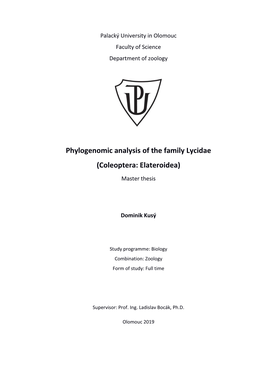 Phylogenomic Analysis of the Family Lycidae (Coleoptera: Elateroidea)