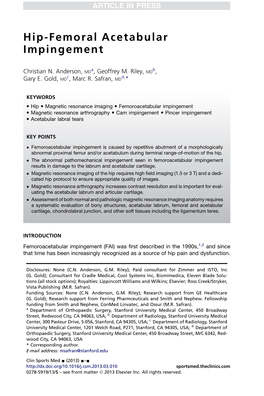 Hip-Femoral Acetabular Impingement