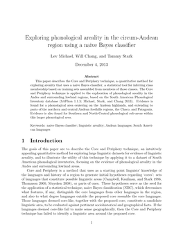 Exploring Phonological Areality in the Circum-Andean Region Using a Naive Bayes Classiﬁer