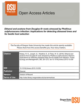 Ethanol and Acetone from Douglas-Fir Roots Stressed by Phellinus Sulphurascens Infection: Implications for Detecting Diseased Trees and for Beetle Host Selection