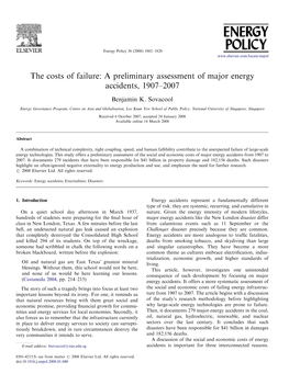 A Preliminary Assessment of Major Energy Accidents, 1907￢ﾀﾓ2007