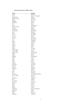 N.C. Post Offices by County