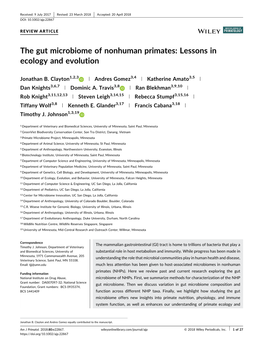 The Gut Microbiome of Nonhuman Primates: Lessons in Ecology and Evolution