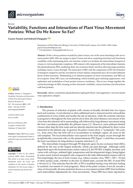 Variability, Functions and Interactions of Plant Virus Movement Proteins: What Do We Know So Far?