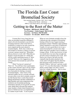 The Florida East Coast Bromeliad Society October, 2015